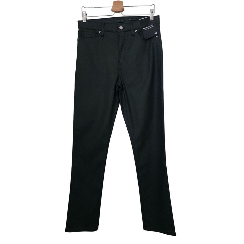 Banana Republic High-Rise Slim Ankle-Length Black Coated Denim Jeans Women's 30L